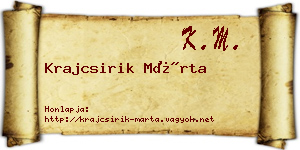 Krajcsirik Márta névjegykártya